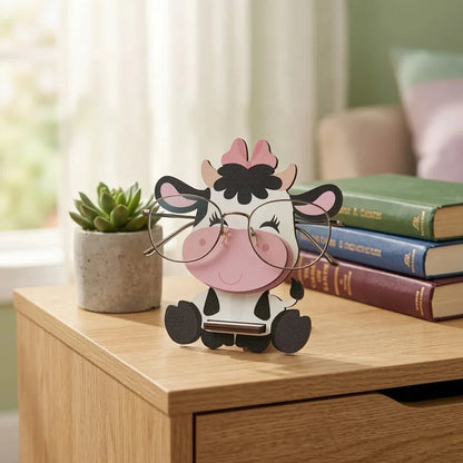 MooMoo The Spec Keeper — Carved Wooden Eyeglass Stand — Unique Wooden Gift | Woodwaley