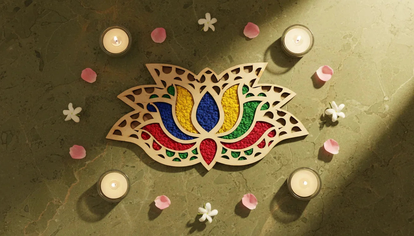 Design for Diwali Rangoli , Unique Rangoli Designs (Reusable, Readymade) Wood Waley