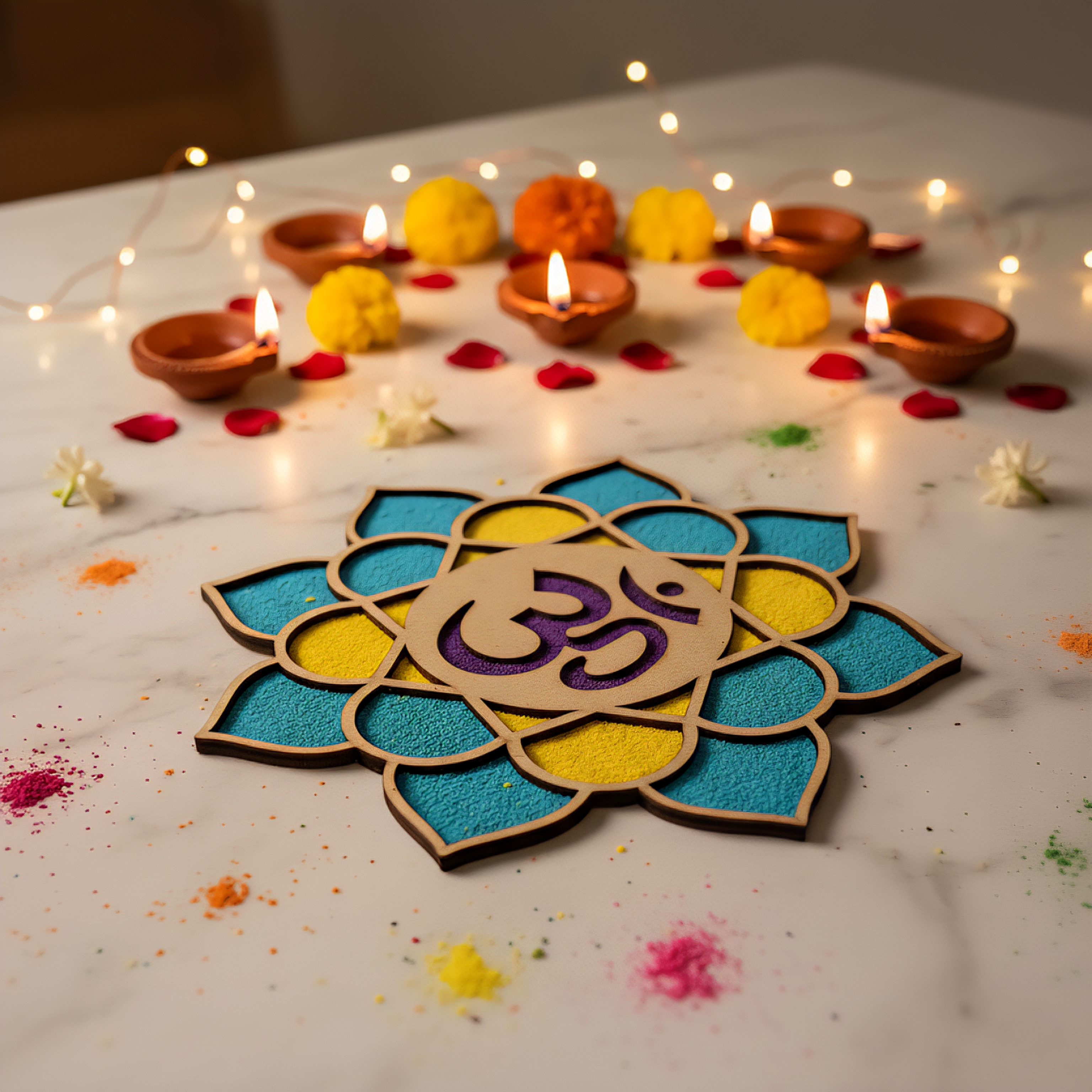 Design for Diwali Rangoli , Unique Rangoli Designs (Reusable, Readymade) Wood Waley