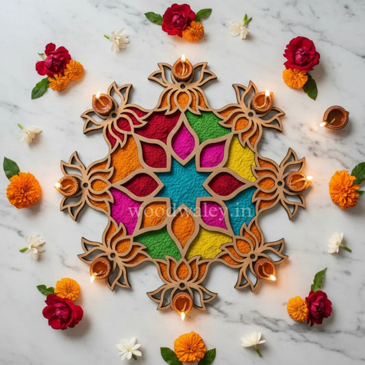 Design for Diwali Rangoli , Unique Rangoli Designs (Reusable, Readymade) Wood Waley