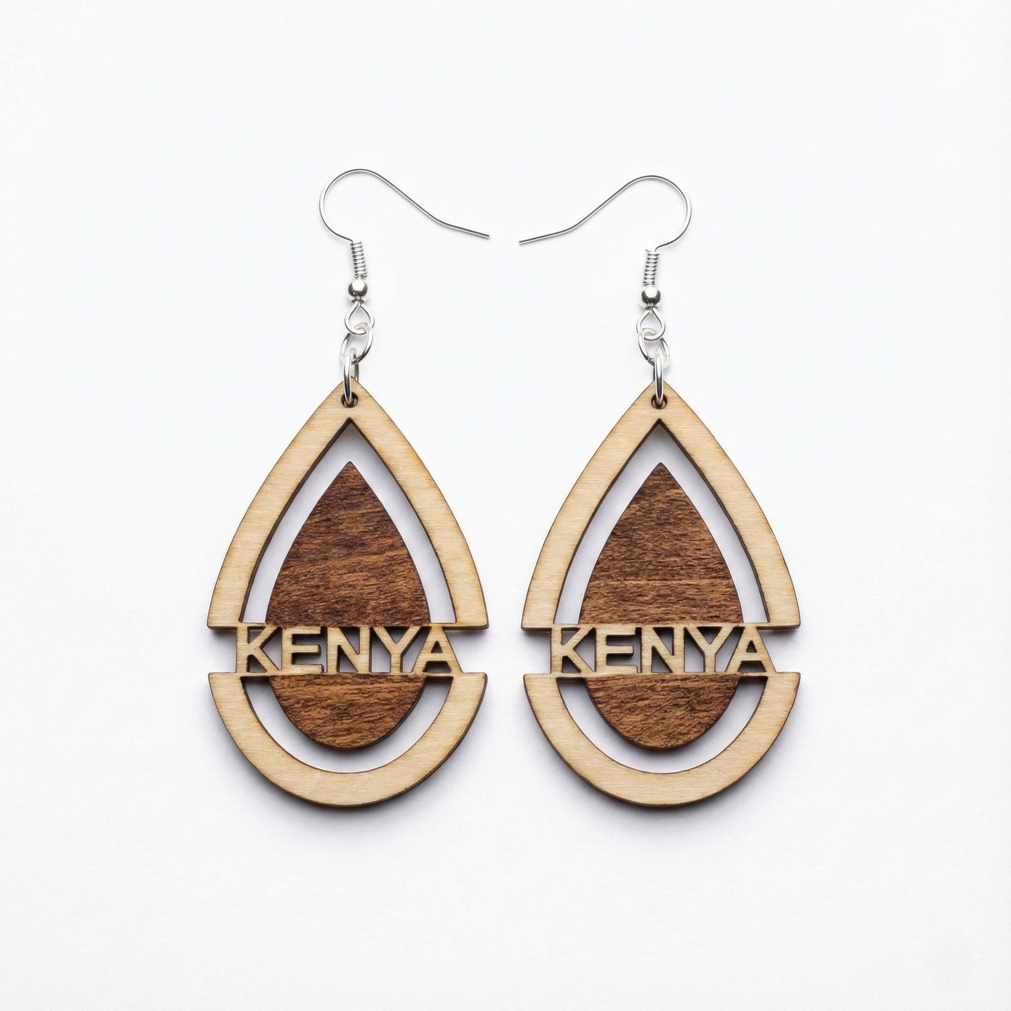 Wooden Custom Name Hoops Dangle Earrings