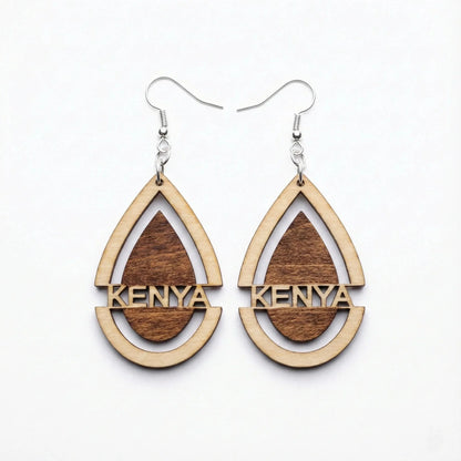 Forest Drops — Hand-Cut Geometric Wooden Earrings — Handcrafted Wooden Gift | Woodwaley