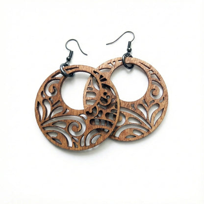 Forest Drops — Hand-Cut Geometric Wooden Earrings — Personalised Wooden Gift India | Woodwaley