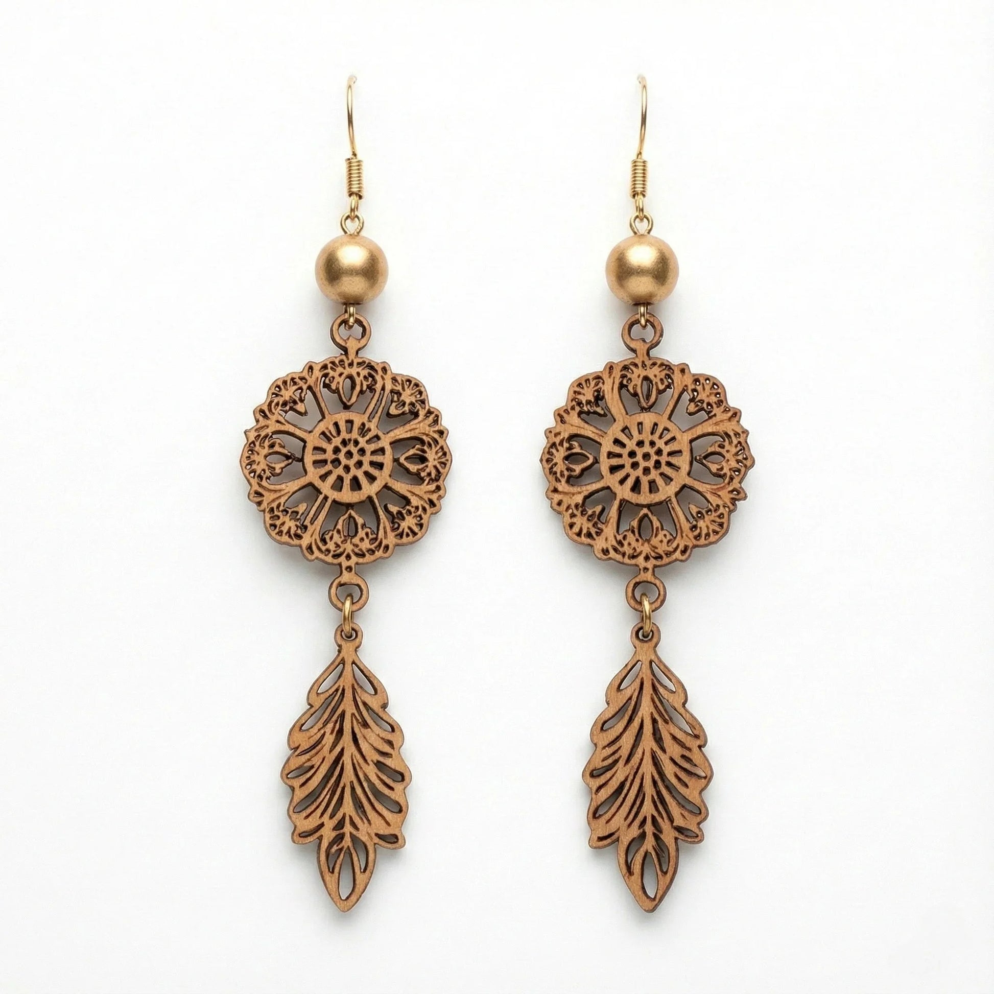 Forest Drops — Hand-Cut Geometric Wooden Earrings — Handcrafted Wooden Gift | Woodwaley