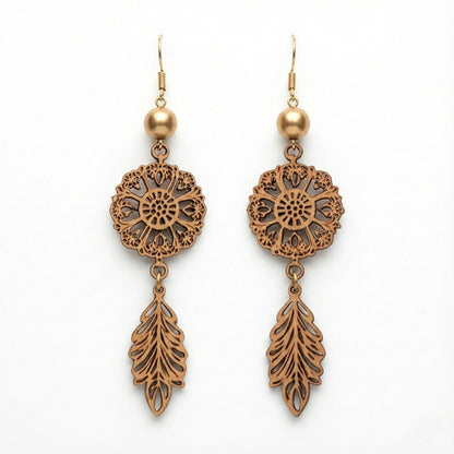 Forest Drops — Hand-Cut Geometric Wooden Earrings — Handcrafted Wooden Gift | Woodwaley