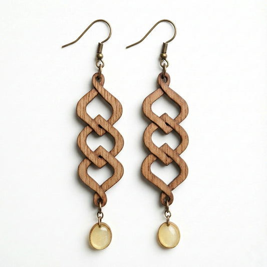 Forest Drops — Hand-Cut Geometric Wooden Earrings — Handcrafted Wooden Gift | Woodwaley