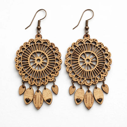 Forest Drops — Hand-Cut Geometric Wooden Earrings — Handcrafted Wooden Gift | Woodwaley