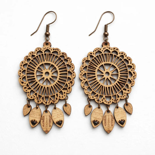 Forest Drops — Hand-Cut Geometric Wooden Earrings — Handcrafted Wooden Gift | Woodwaley