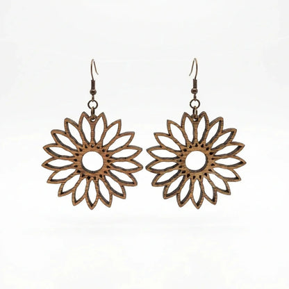 Forest Drops — Hand-Cut Geometric Wooden Earrings — Unique Wooden Gift | Woodwaley