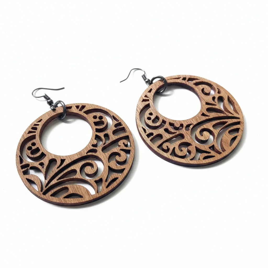Forest Drops — Hand-Cut Geometric Wooden Earrings — Unique Wooden Gift | Woodwaley