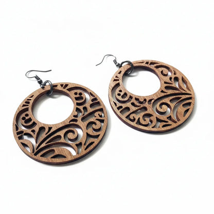 Forest Drops — Hand-Cut Geometric Wooden Earrings — Unique Wooden Gift | Woodwaley