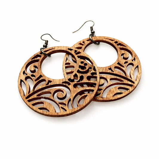 Forest Drops — Hand-Cut Geometric Wooden Earrings — Handcrafted Wooden Gift | Woodwaley