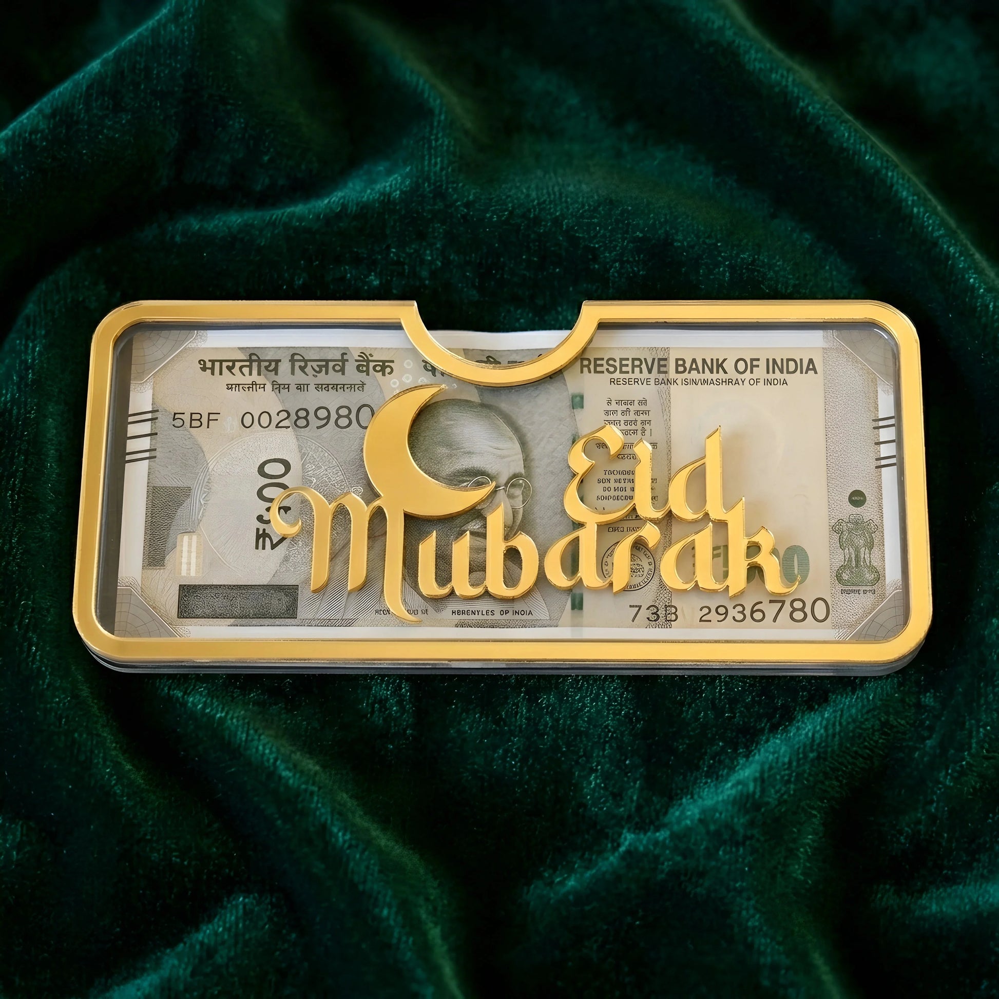 Golden Acrylic Premium Eidi Envelope — Ramadan Wooden Gift | Woodwaley