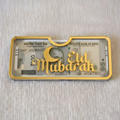 Golden Acrylic Premium Eidi Envelope — Ramadan Wooden Gift | Woodwaley