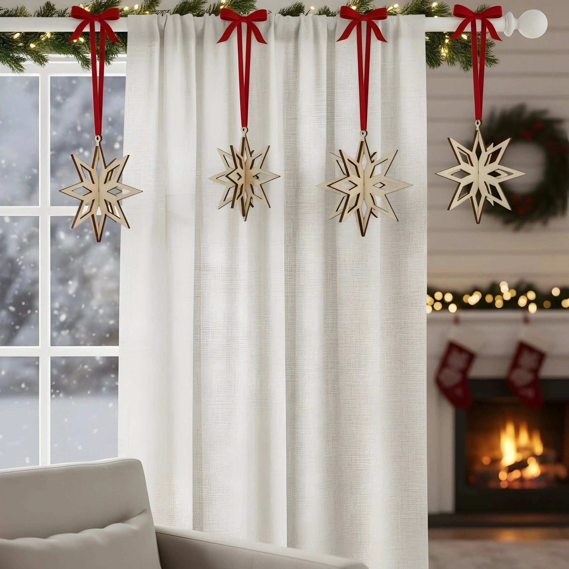 Christmas Eight Point star Decoration — Christmas Wooden Gift | Woodwaley