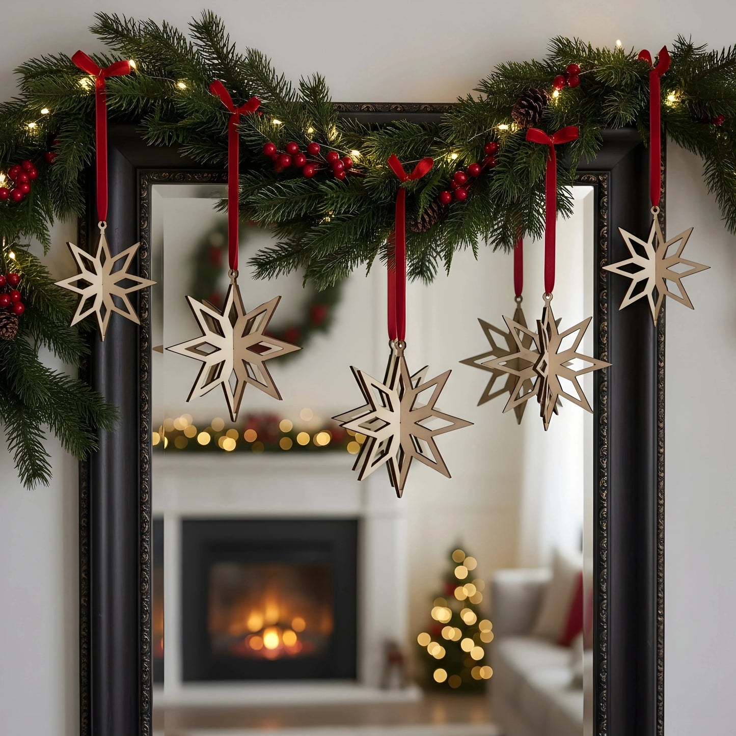 Christmas Eight Point star Decoration — Christmas Wooden Gift | Woodwaley