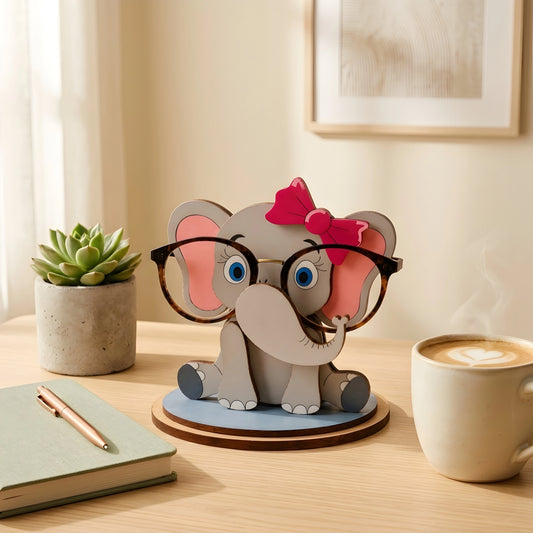 🐘 Baby Jambo The Spec Keeper — Personalized Wooden Elephant Eyeglass Stand — Premium Wooden Decor | Woodwaley