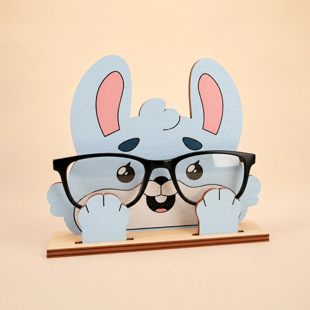 Bunny The Spec Keeper — Carved Wooden Eyeglass Stand — Handcrafted Wooden Gift | Woodwaley