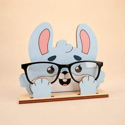 Bunny The Spec Keeper — Carved Wooden Eyeglass Stand — Handcrafted Wooden Gift | Woodwaley