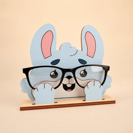 Bunny The Spec Keeper — Carved Wooden Eyeglass Stand — Handcrafted Wooden Gift | Woodwaley