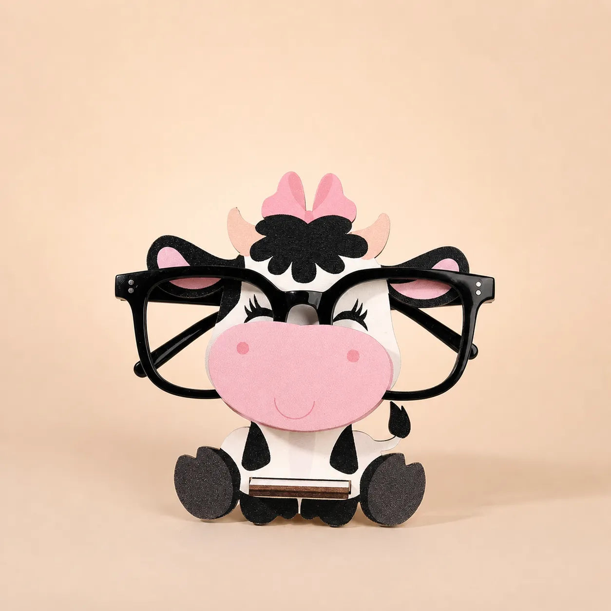 MooMoo The Spec Keeper — Carved Wooden Eyeglass Stand — Handcrafted Wooden Gift | Woodwaley