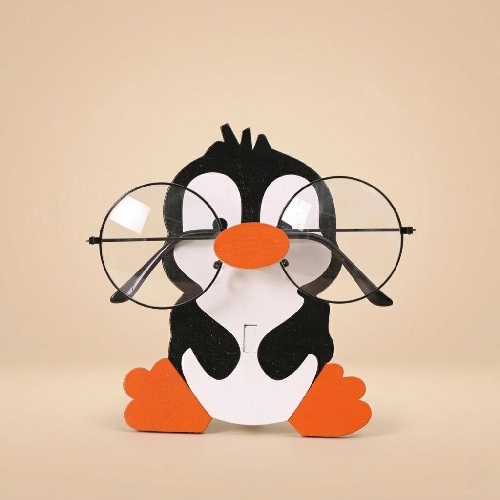 Baby Pingu The Spec Keeper — Carved Wooden Eyeglass Stand for Desk, Gifting — Handcrafted Wooden Gift | Woodwaley