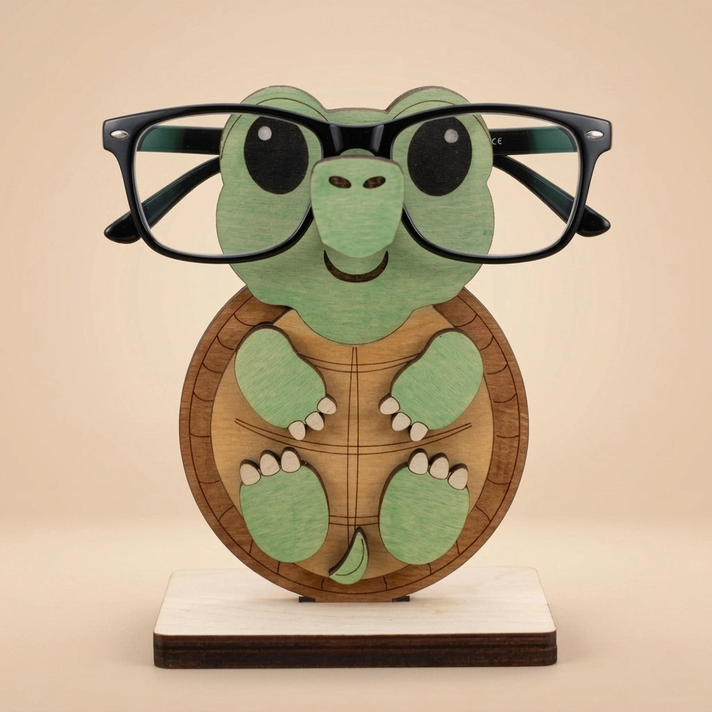 Ninja Turtule The Spec Keeper — Carved Wooden Eyeglass Stand for Desk, Gifting — Handcrafted Wooden Gift | Woodwaley