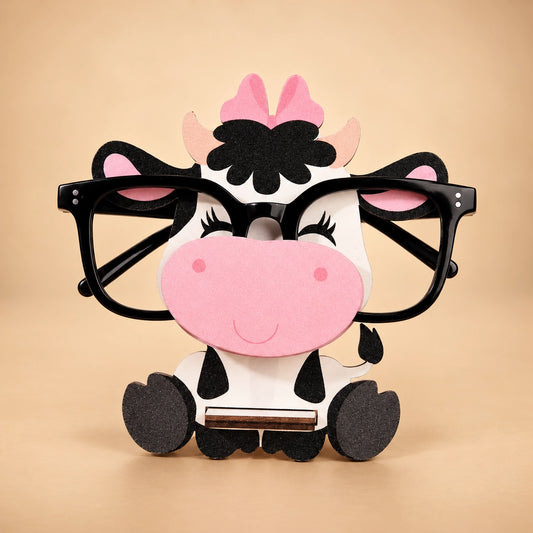 MooMoo The Spec Keeper — Carved Wooden Eyeglass Stand