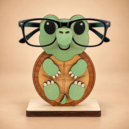 Ninja Turtle The Spec Keeper — Carved Wooden Eyeglass Stand for Desk, Gifting