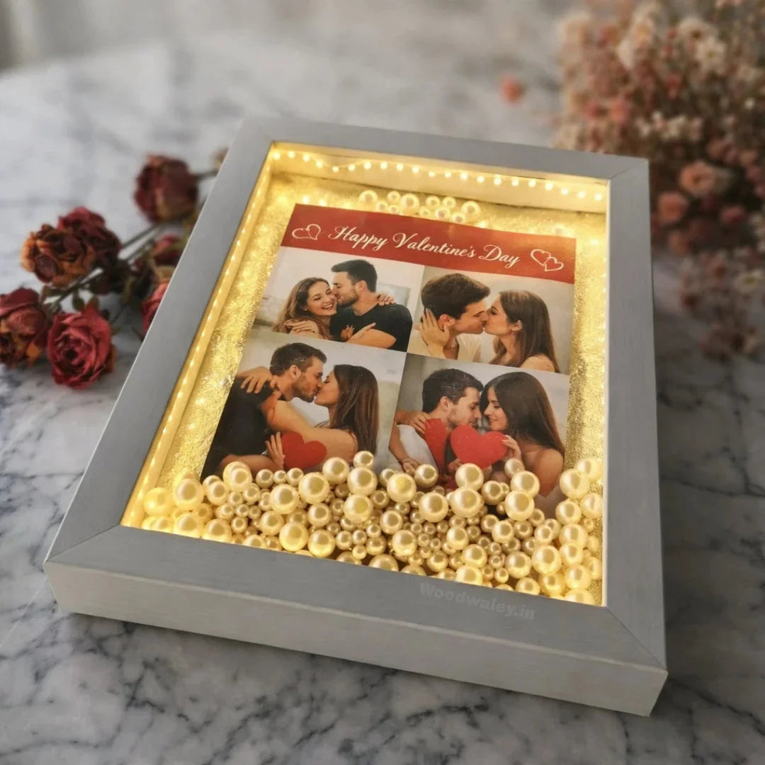 Premium LED pearl frame with personalised engraving — handcrafted in India