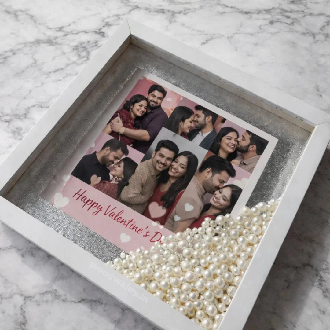 Personalised LED pearl wooden photo frame — unique birthday gift India