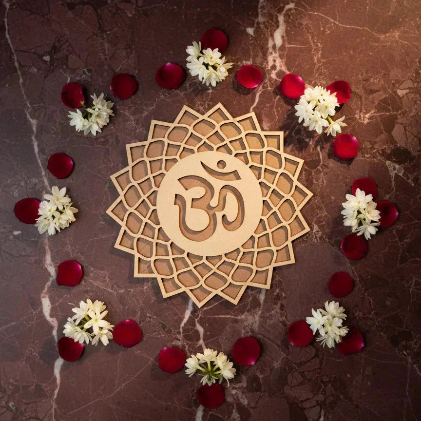 Om Art Wooden Rangoli (Reusable DIY Template) - Wood Waley