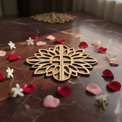 Sunflower Art Wooden Rangoli (Reusable DIY Template) - Wood Waley