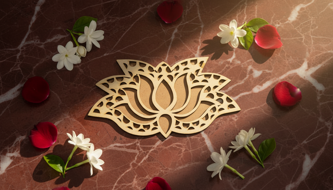 Lotus Art Wooden Rangoli (Reusable DIY Template)
