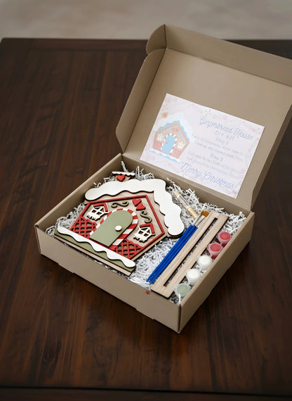 GingerBread Wooden House DIY kit With 5 colours ( 5-inch Size) — Christmas Wooden Gift | Woodwaley