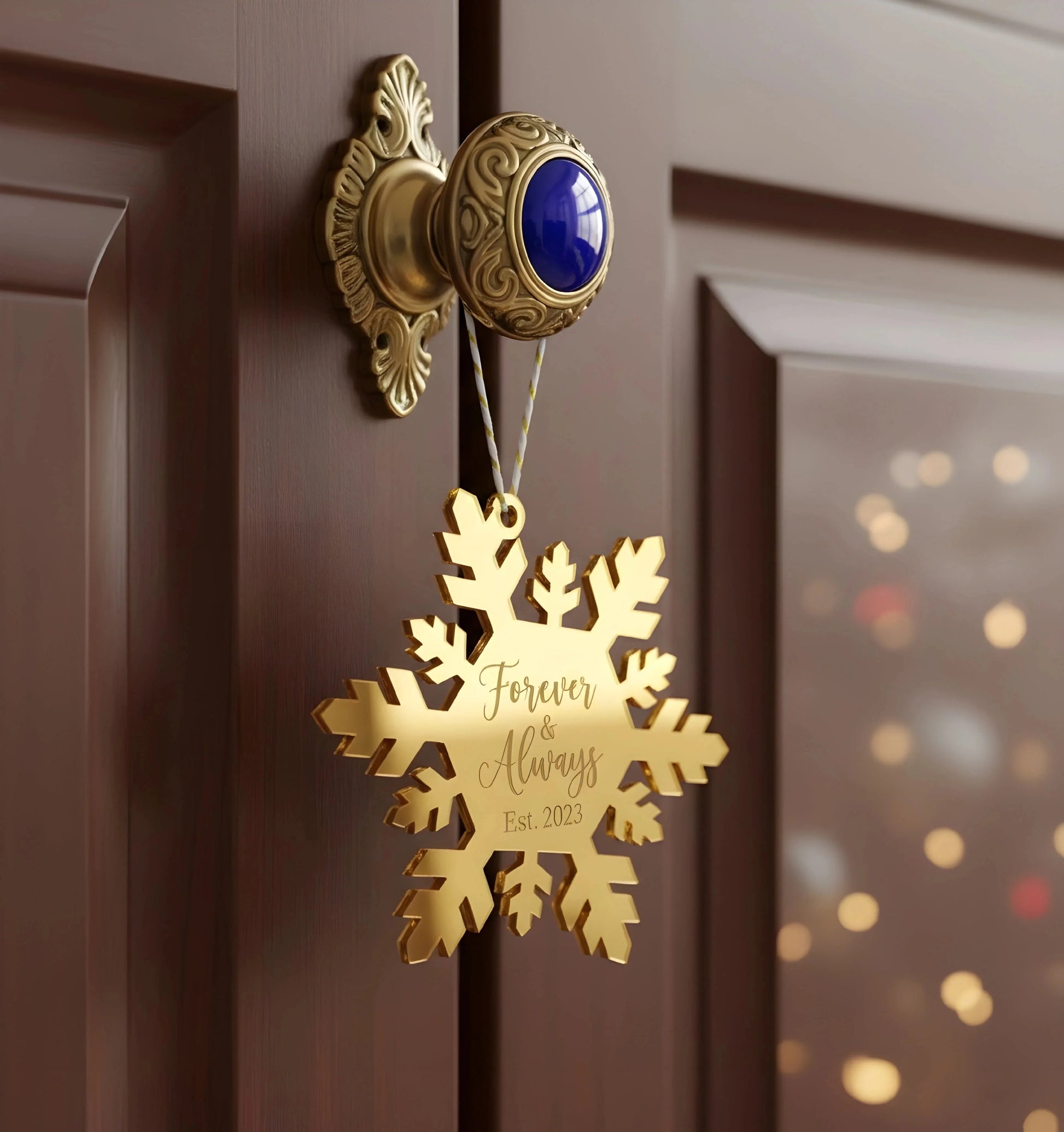 Golden Flakes Mirror Acrylic Christmas Decors — Christmas Wooden Gift | Woodwaley