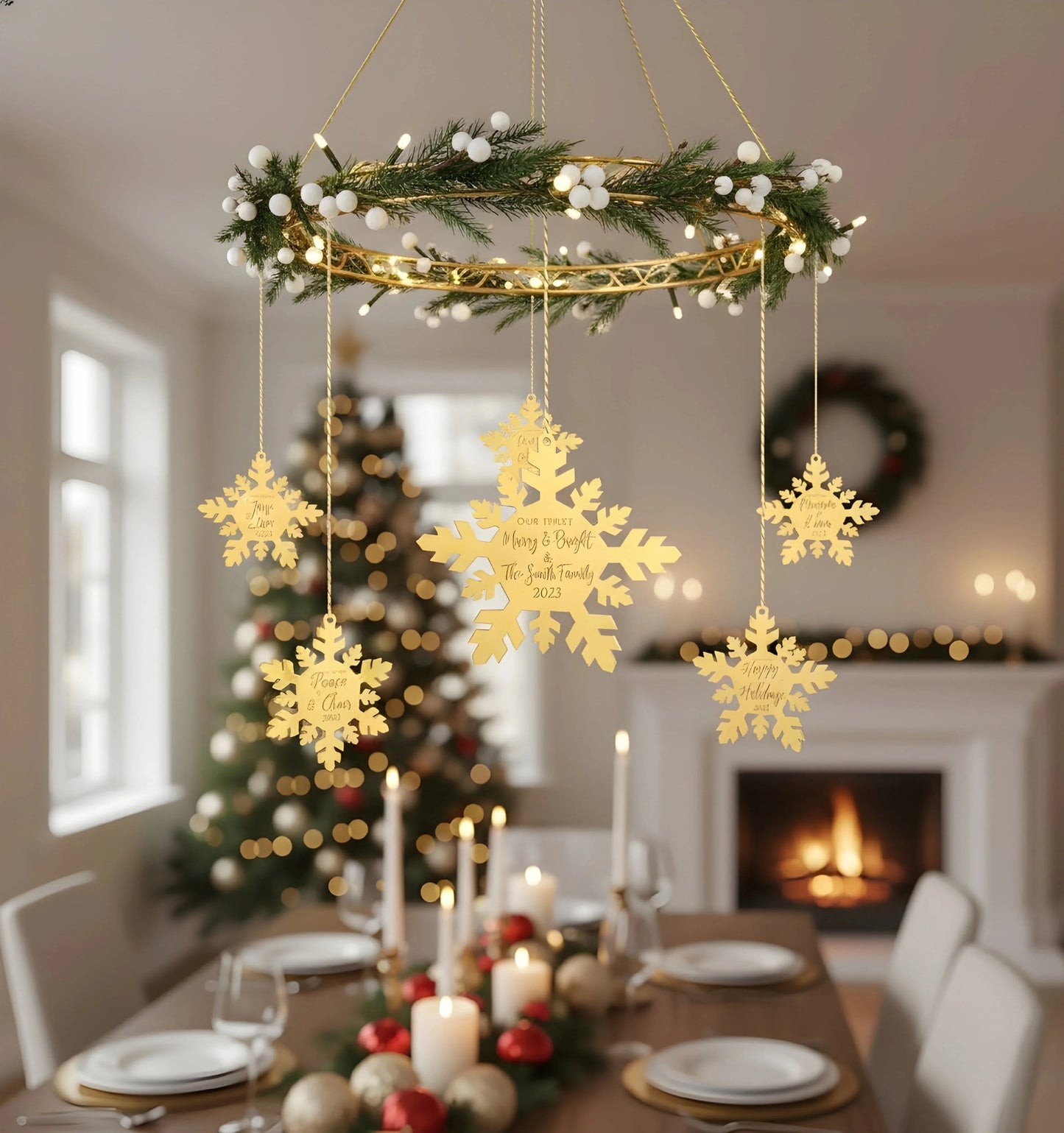 Golden Flakes Mirror Acrylic Christmas Decors — Christmas Wooden Gift | Woodwaley