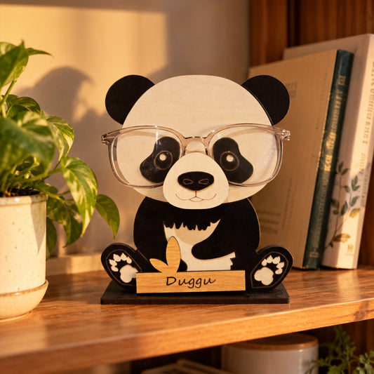Uncle Panda The Spec Keeper — Carved Wooden Eyeglass Stand