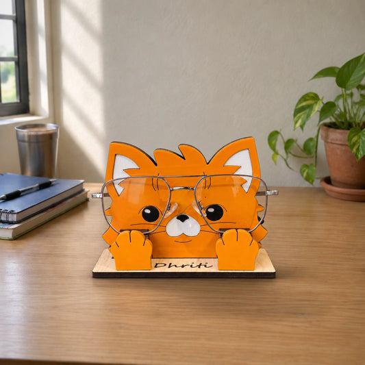 Miss Foxie The Spec Keeper — Carved Wooden Eyeglass Stand