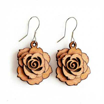 Forest Drops — Hand-Cut Geometric Wooden Earrings — Handcrafted Wooden Gift | Woodwaley