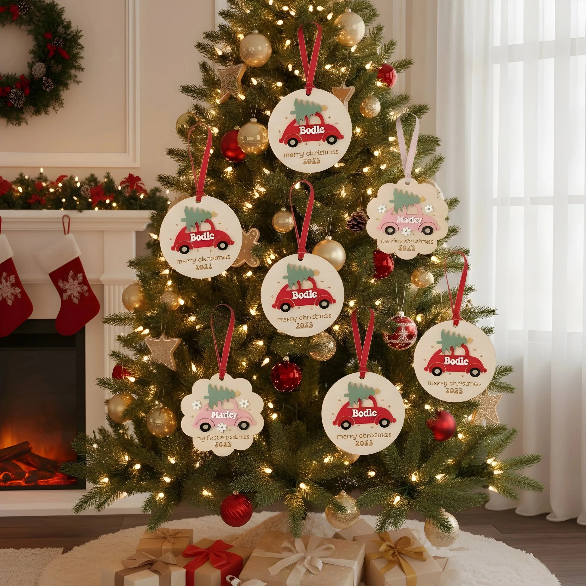 Kinder Christmas Name Ornaments — Personalised Wooden Gift | Christmas Gift | Woodwaley
