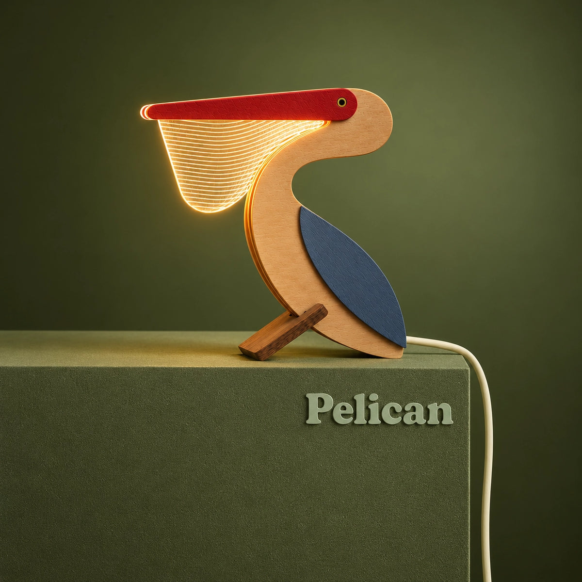 Pelican Wooden Table Lamp
