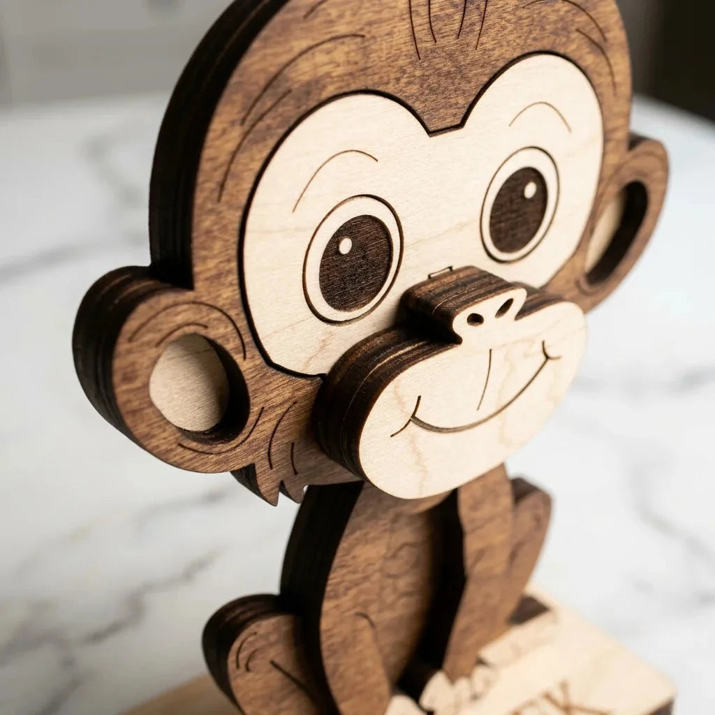 Chimpie The Spec Keeper — Carved Wooden Eyeglass Stand for Desk, Gifting — Unique Wooden Gift | Woodwaley