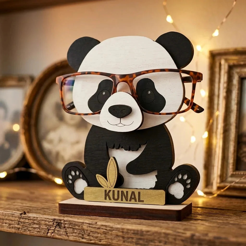 Uncle Panda The Spec Keeper — Carved Wooden Eyeglass Stand — Unique Wooden Gift | Woodwaley