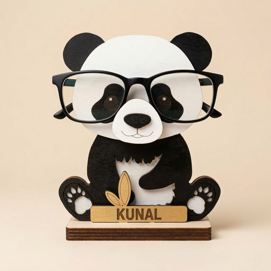 Bubble eyes Panda 3D Wooden Glasses Stand | Eyeglass Organizer Personalized Gifts