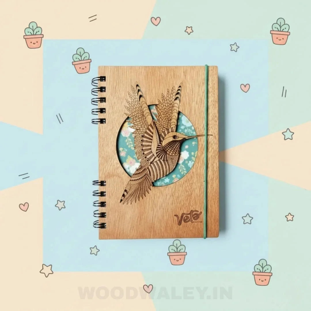 The Mindful Notebook — Engraved Wooden Cover Journal — New Year Wooden Gift | Woodwaley