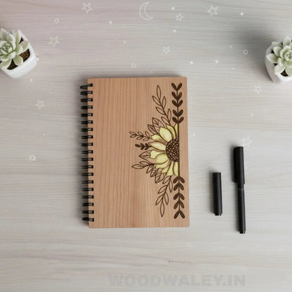 The Mindful Notebook — Engraved Wooden Cover Journal — New Year Wooden Gift | Woodwaley