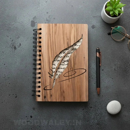 The Mindful Notebook — Engraved Wooden Cover Journal — New Year Wooden Gift | Woodwaley