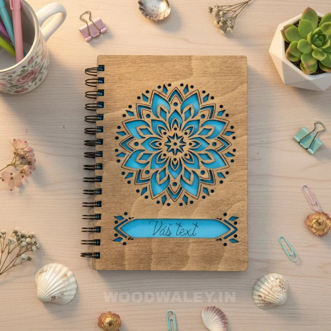 The Mindful Notebook — Engraved Wooden Cover Journal — New Year Wooden Gift | Woodwaley