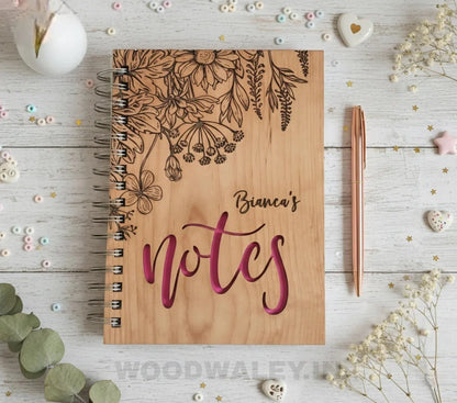 The Mindful Notebook — Engraved Wooden Cover Journal — New Year Wooden Gift | Woodwaley